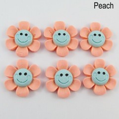6pcs DIY Resin Happy Daisy Cabochon 26x24mm Flat Back Hair Clips etc Pick Colour