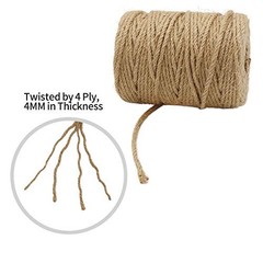 164 Feet 4mm Natural Jute Twine, Brown Twine Rope for Crafts, Gift 50 Meters