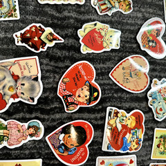Valentine’s Stickers 50 Pack Retro VIntage Style Cute Heart Junk Journal New