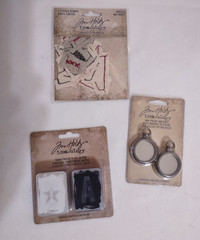 Tim Holtz Idea-ology Lot Transparent Tiles Mini Stitched Scraps Pocket Watches