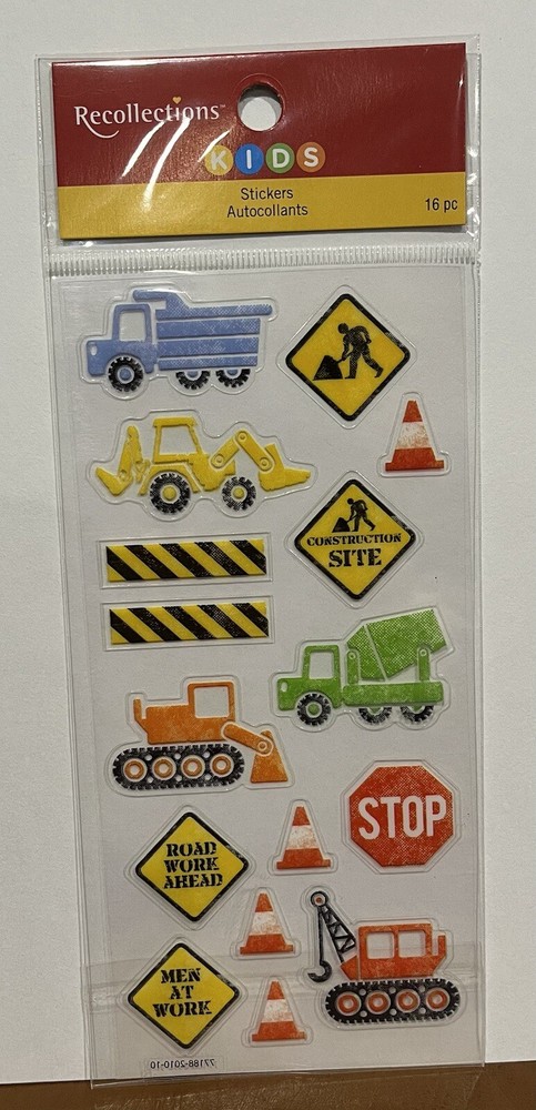 Recollections Kids – Autocollants Stickers – Construction Vehicles- 16pc