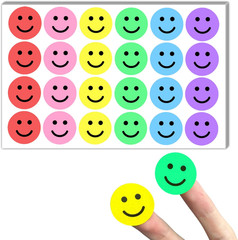 600 Pieces, 1 Inch – Smiling Happy Smile Face Stickers for Reward – 6 Colors