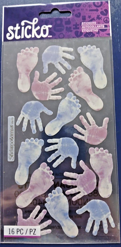 STICKO VELLUM BABY PRINTS STICKER SET~ HANDPRINTS~ FOOTPRINTS~ BABY