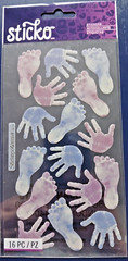 STICKO VELLUM BABY PRINTS STICKER SET~ HANDPRINTS~ FOOTPRINTS~ BABY