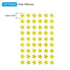 1080 Pcs Star Reward Stickers, 20 Sheet Foil Colorful Sticker, Gold