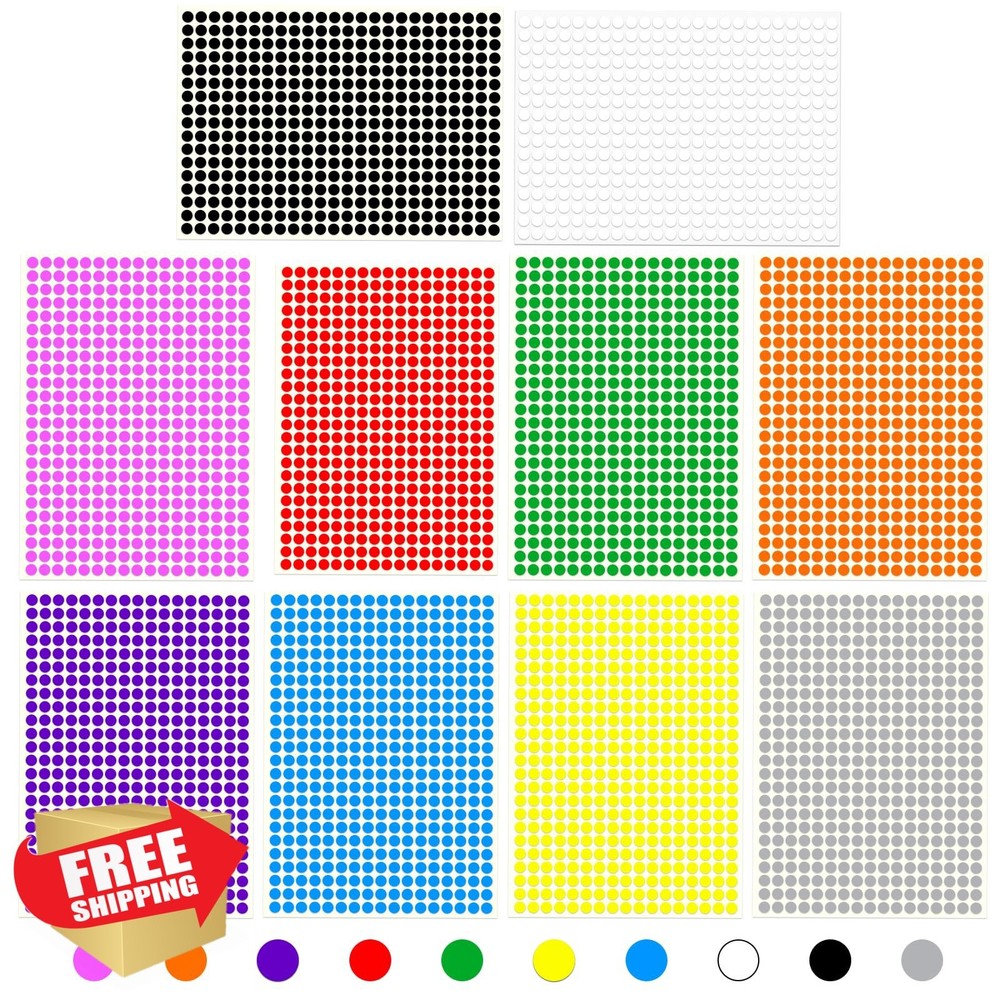 Aanxufa Color Dot Stickers 1/4″ (6 mm) 4080 Pcs