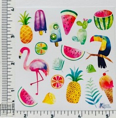 Violette Stickers Tropical Fruit Fun Crafts Planner Supply Scrapbook Flamingo