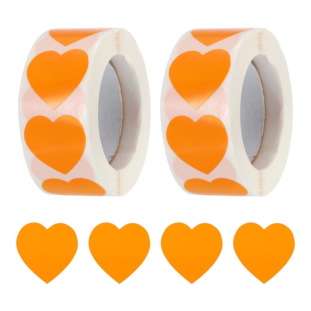 Heart Shaped Sticker 1″ Self-Adhesive Love Label Orange 1000 Pcs