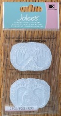 RARE Jolees Mini BABY BOY HAND FOOT PRINTS Ceramic Plaster 3D Scrapbook Stickers