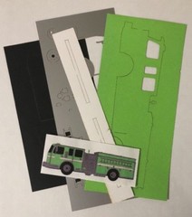 LIME GREEN FIRE ENGINE Laser Die-Cut Kit (1 Truck)Deluxe Cuts•Emergency Vehicle•