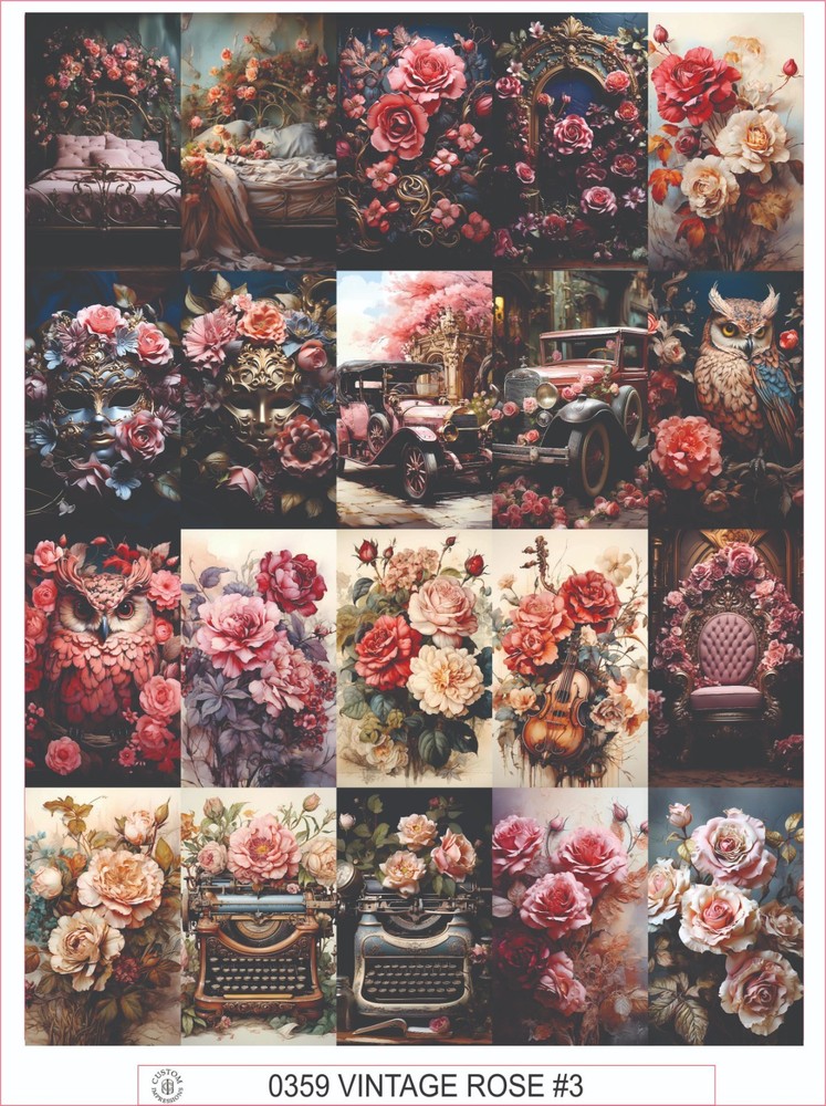 VINTAGE ROSE #3 – COMPLETE SHEET OF 20 STICKERS