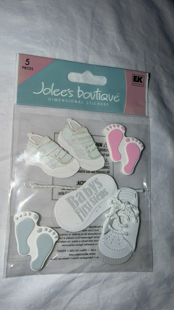 RARE Jolee’s Baby’s First 1st Steps Shoes Footprints Scrapbook Stickers SPJB384
