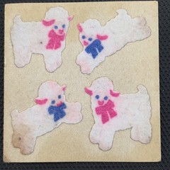 VINTAGE SANDYLION FUZZY SHEEP STICKER 4.25 SHIPS ALL