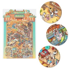 Cultural Landscape Scenery Sticker Miniature Scene PET Sticker For Journal Photo