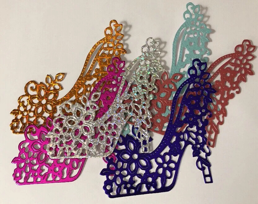 VICTORIAN SHOE Die-Cuts(3pc)Stripper Heel•Dancing•Glitter•Metallic•Prismatic•
