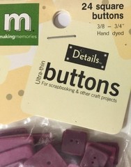 BERRY SQUARES ULTRA-THIN BUTTONS(24pc)Making Memories•Asst. Sizes 3/8″-7/8″