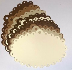 🤎10 SUPER EYELET SCALLOP TAG cardstock paper die cut embellishments