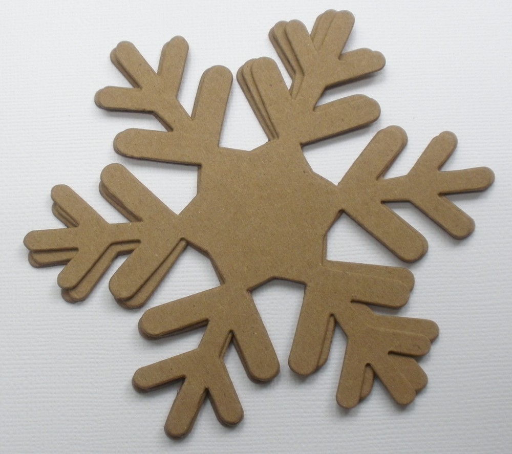 (3) LARGE SNOWFLAKE – Winter Christmas Bare Unfinished Chipboard Die Cuts – 5″