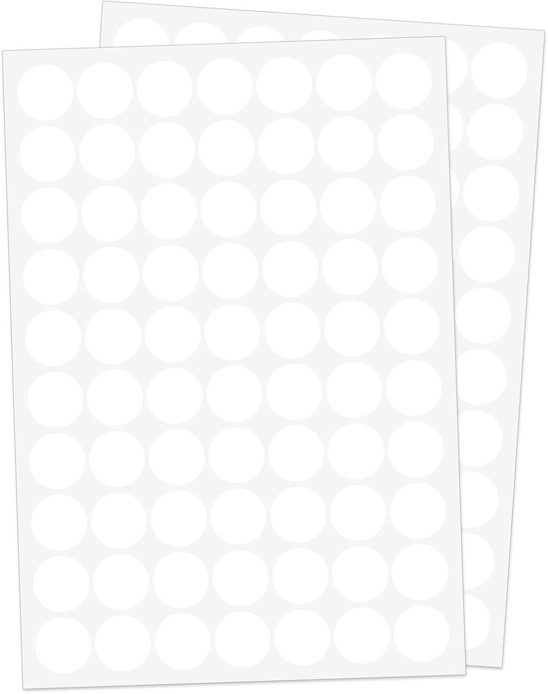 1″ White Dot Stickers 1050 PCS round Circle Stickers Colored Coding Labels (Whit