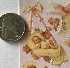 PINK BABY Stickers(10pc)Frances Meyer•Babies•Kids•Christening •Bows•Flowers•Face