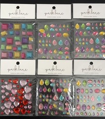 6 Park Lane Adhesive Gems Scrapbooking Stickers Square Oval Hearts Teardrop NEW