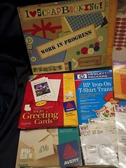 Scrapbook & Card Lot Rub-ons, Stickers, Printer Paper, Scissors, Paper Crimper