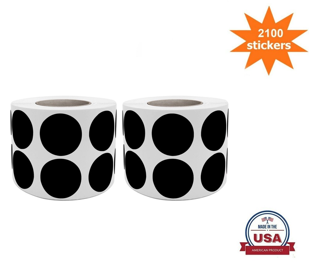 Black Color-Coding Dot Stickers 3/4 Inch (19MM) 2100 Pack on Rolls