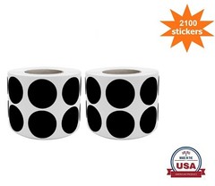 Black Color-Coding Dot Stickers 3/4 Inch (19MM) 2100 Pack on Rolls