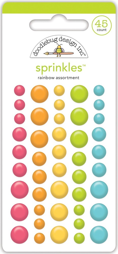 Crafts Doodlebug Sprinkles Puffy Dots Rainbow Asst Bright Green Blue Orange Pink