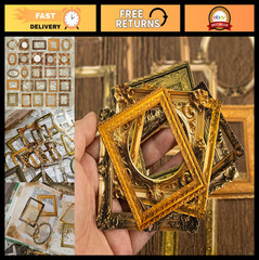 100 Pcs Metallic Vintage Frame Stickers – Scrapbooking, Journals, Planners, Wedd