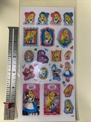 Vintage ALICE IN WONDERLAND Glittery Sticker Sheet RARE