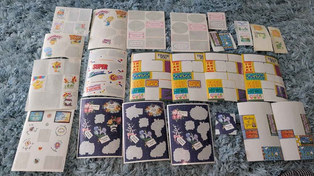 Vintage Stickers Thank You, Love, Thinking Of You, Writing Letters Lot Partial