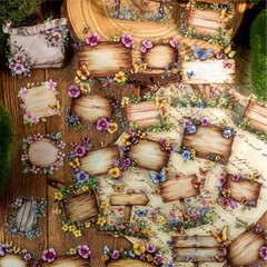 40Pcs Vintage Guide Board PET Stickers Junk Journal Album Scrapbooking Collage