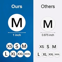 3500 Pcs 1 Inch Size Stickers for Clothing XS-XXXL, Self Adhesive Clothing Shirt