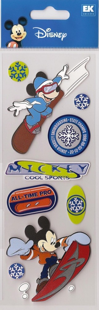 Vintage Licensed Disney MICKEY SNOWBOARD Theme Stickers 70053 FAST FREE ship!
