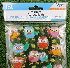 Mini Kids Puffy Colorful Owl Stickers Branches Owls Animals Birds 28pc Pink 3+