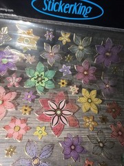 Crafts Stickers Colorful Flowers Gold Trim Multicolor Scrapbook Reading Journal