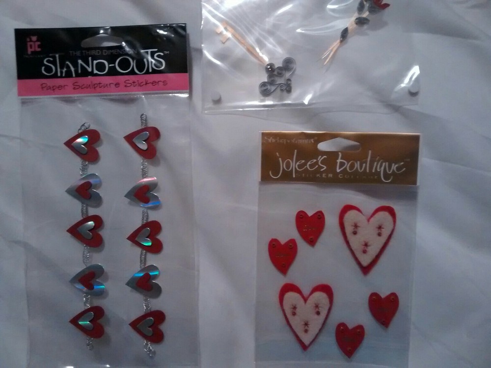 1 Stand-outs Paper Sculpture 3D Stickers Hearts Scrapbook Craft Collage 4 pkg R3