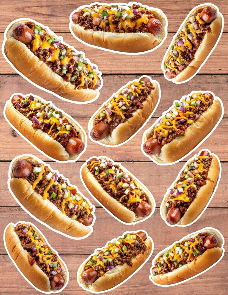 Chilli Cheese Hot Dog Die Cut Vinyl Stickers Set Scrapbooking Laptop Waterbottle