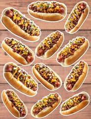 Chilli Cheese Hot Dog Die Cut Vinyl Stickers Set Scrapbooking Laptop Waterbottle