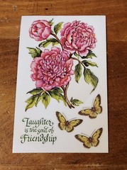 PSX Designs Sticker Sheet ~ Pink Peonies w/Butterflies….HTF (2003)
