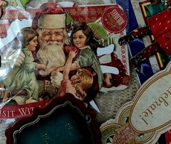 100 CHRISTMAS CRAFT LOT BUTTONS FIBERS PUNCHIES EPHEMERA GEMS FOILS 10 EA OF 10