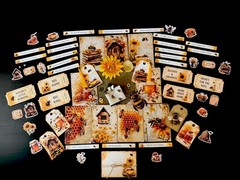 Bee Honey Junk Journal Kit Ephemera Tags Tickets Stickers Sunflower Vintage