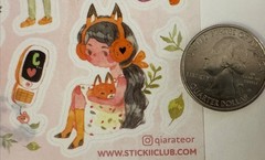QIARA TEOR DRAWING Stickers (20+pc)Watercolor•Girl•Phone •Headphone•Card Making•