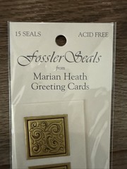 Fossler Seals Gold Small Square Fleur Marian Heath Tags Cards Envelopes LOT 4