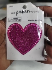 Paper Studio HOT PINK HEART GLITTER Adhesive Gems Scrapbooking Crafts ST1