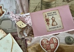 Vintage Sewing Junk Journal Kit Handmade Ephemera Stickers Tags Fabric 108 Piece