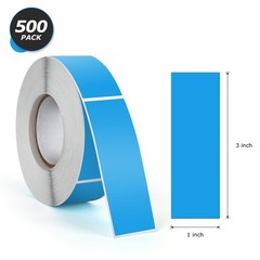 Blue Rectangle Stickers 3 x 1 Inch Color Coding Labels Vinyl Roll Self-Adhesi…
