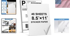 40 Sheets Sticker Paper 8.5×11, Compatible with Laser & Inkjet Printers