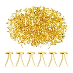1000 PCS Paper Brass Fasteners Split Pins, Gold, 8 x 15 mm